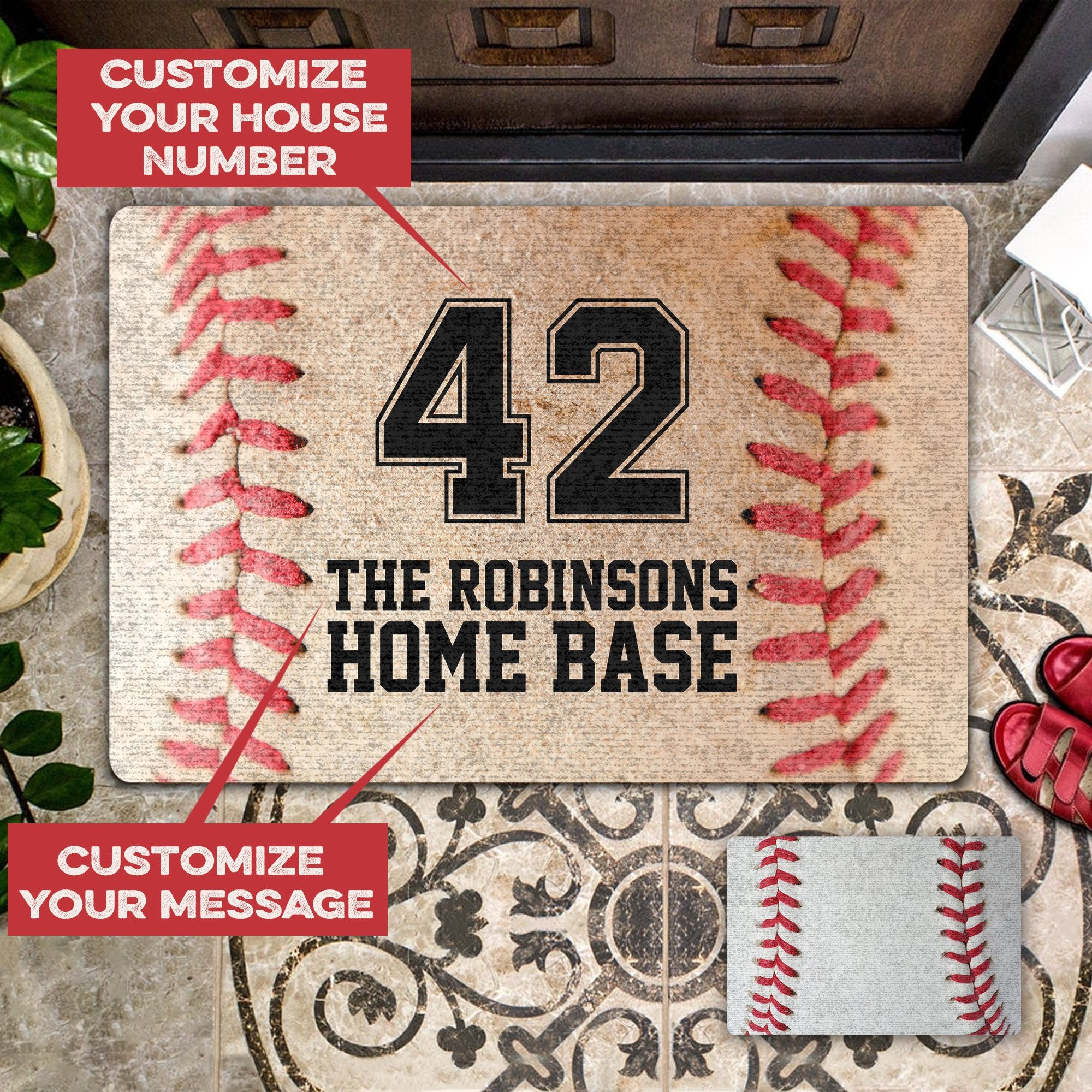 Baseball – Your Message Personalized All Over Printing Doormat Pre1941