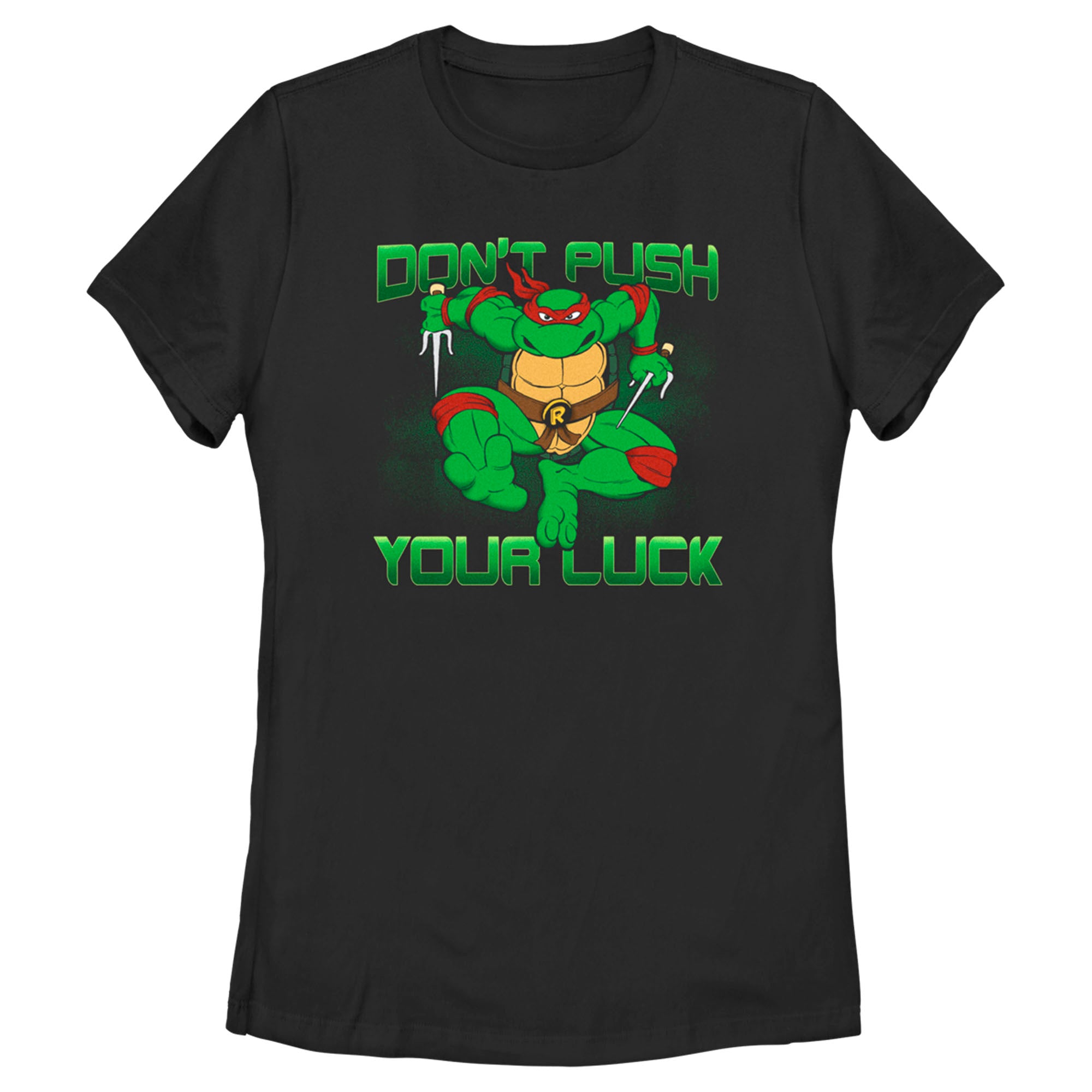 Women’S Teenage Mutant Ninja Turtles St. Patrick’S Day Raphael Don’T Push Your Luck T-Shirt