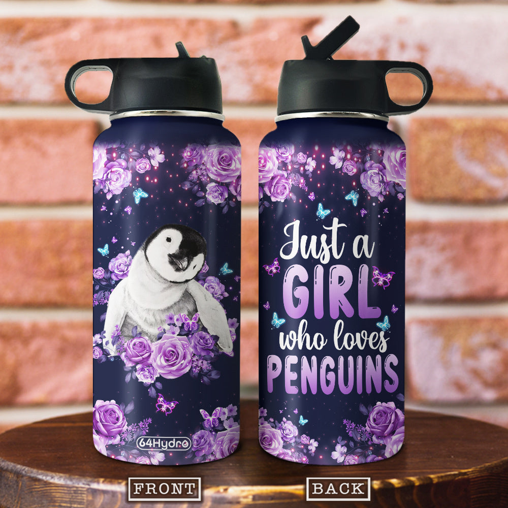 Penguin Just A Girl Who Loves Penguins Dnrz2904001Y Stainless Steel Bottle With Straw Lid