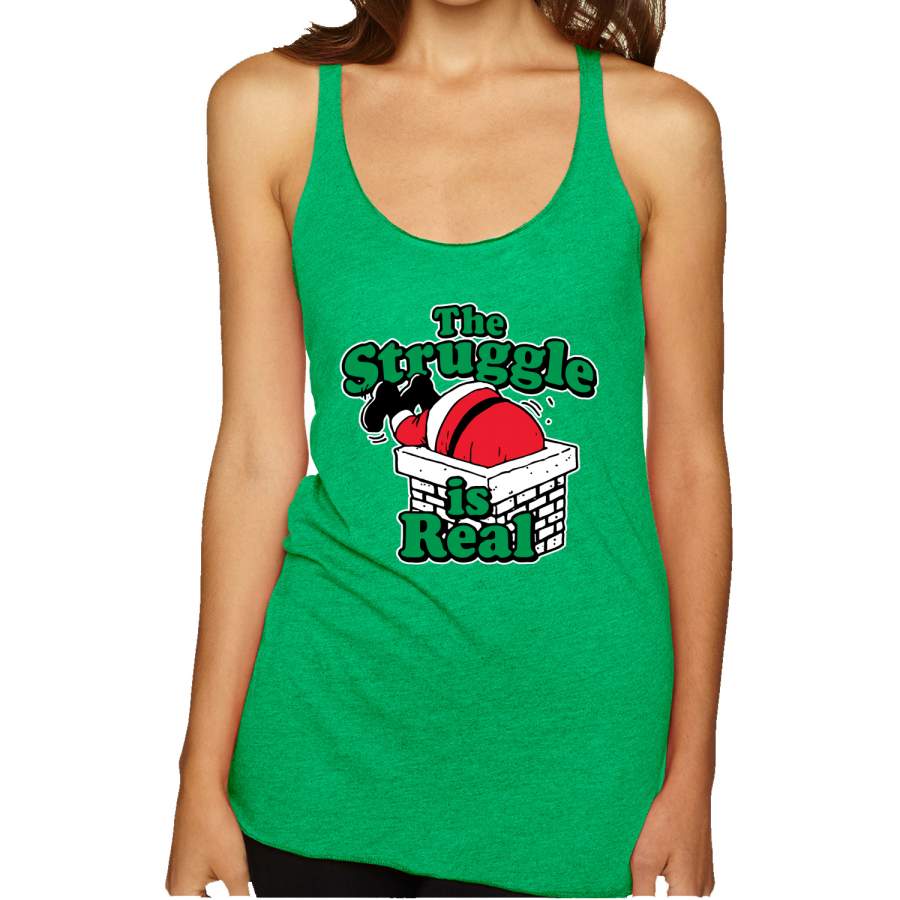 The Struggle is Real Xmas  Ugly Christmas Sweater Tri-Blend Racerback Tank Top