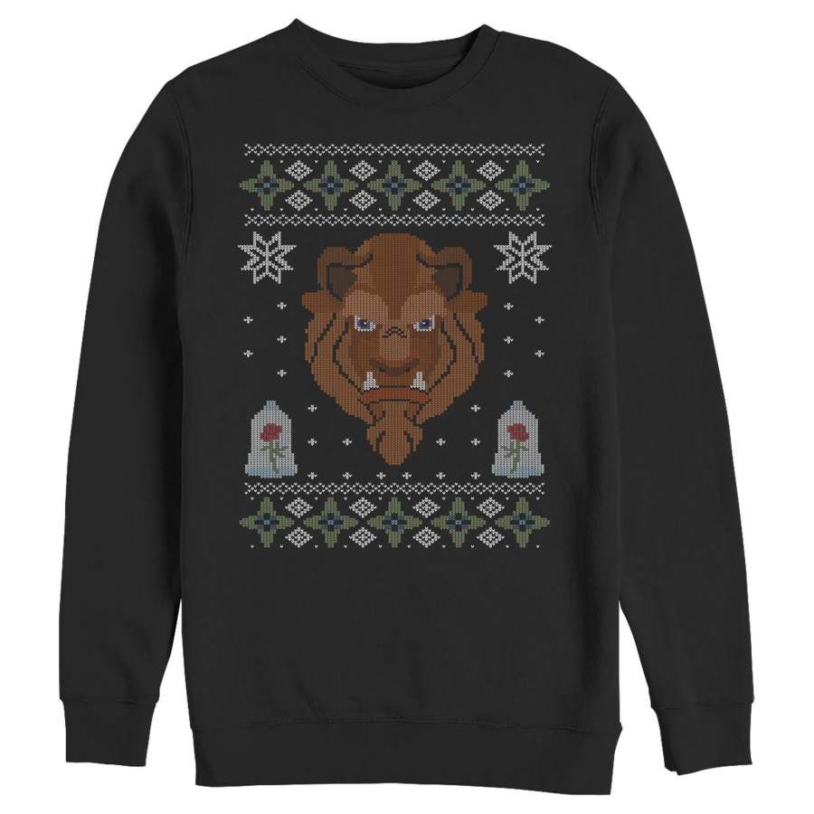 Beauty and the Beast Men’s Christmas Pixel Prince  Sweatshirt