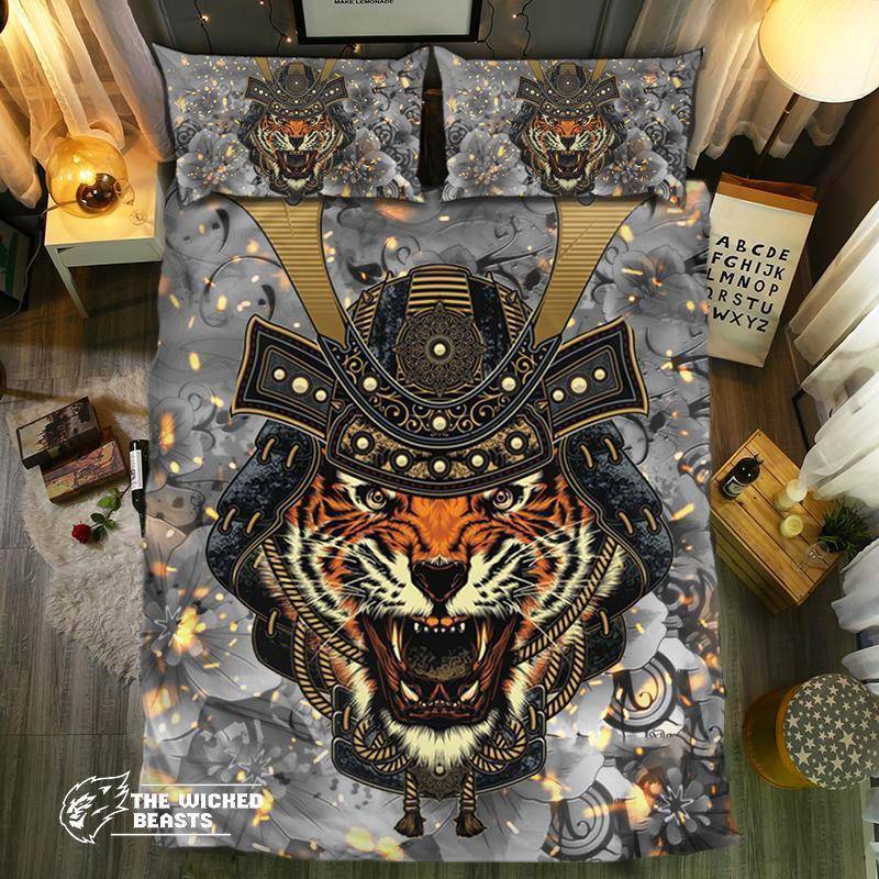 Amurai Mask Tiger 3D Customize Bedding Set Duvet Cover SetBedroom Set Bedlinen