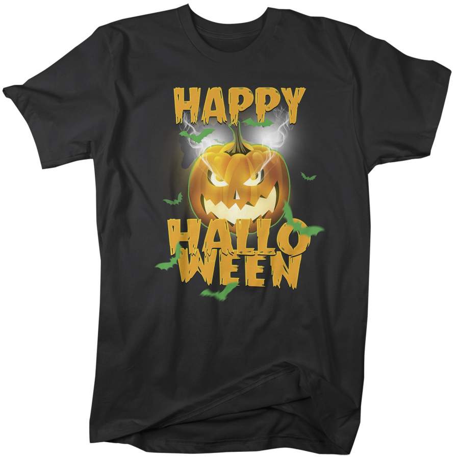 Men’s Happy Halloween T Shirt Pumpkin Shirt Jack O Lantern TShirt Halloween Shirts Spooky T Shirts