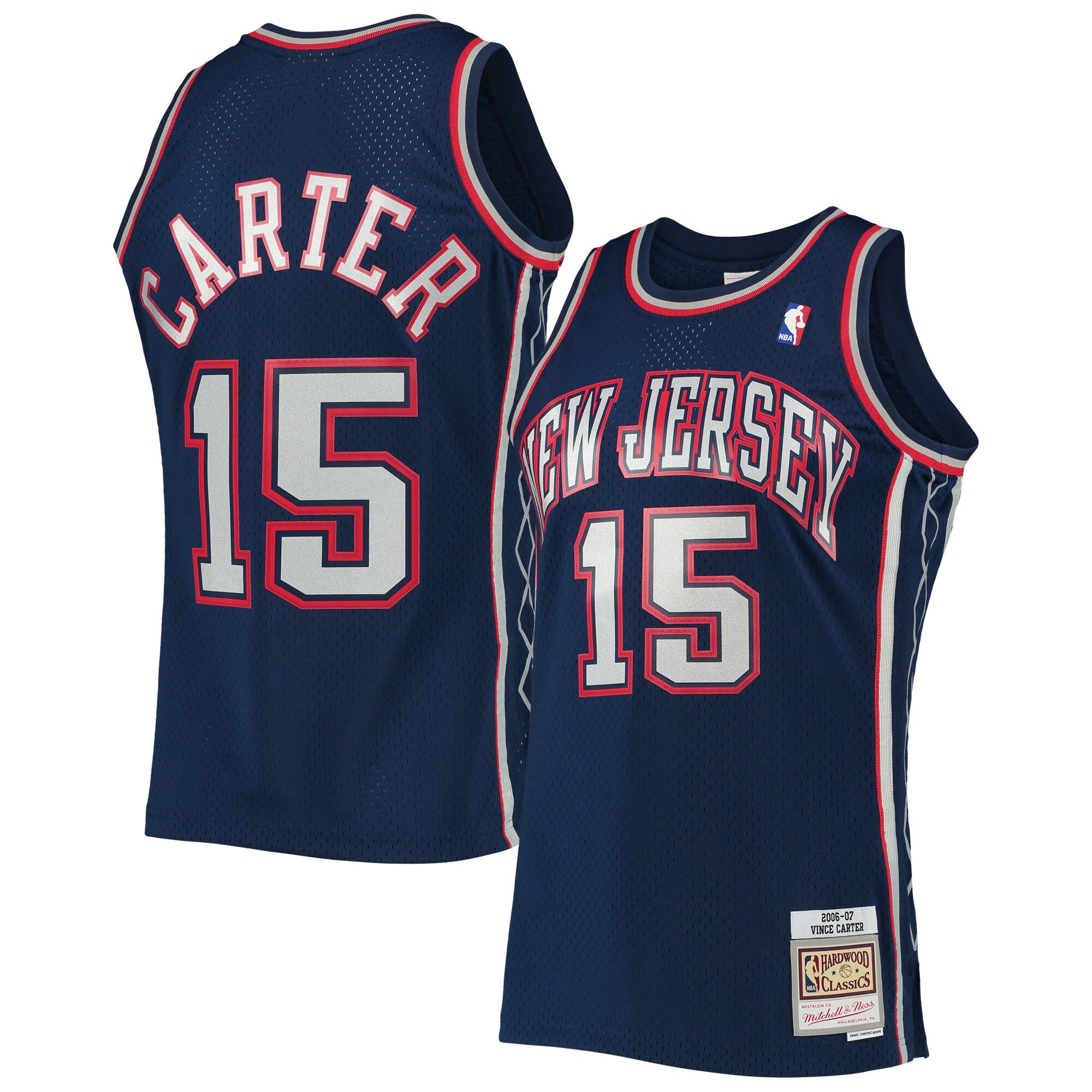 Men's Mitchell & Ness Vince Carter Navy New Jersey Nets 2006-07 Hardwood Classics Swingman Jersey