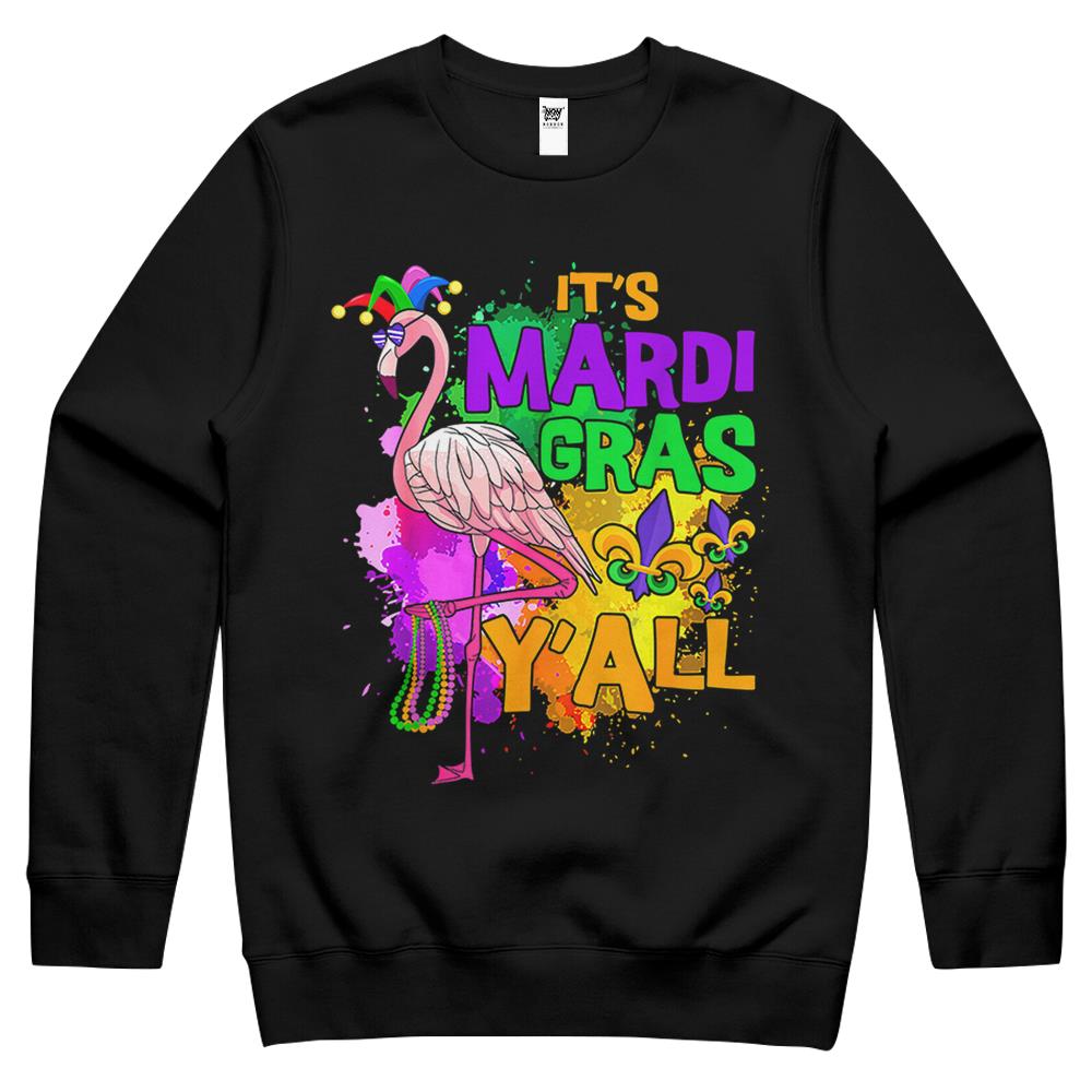 Funny Carnival Party Gifts Idea Flamingo Mardi Gras Crewneck Sweatshirt