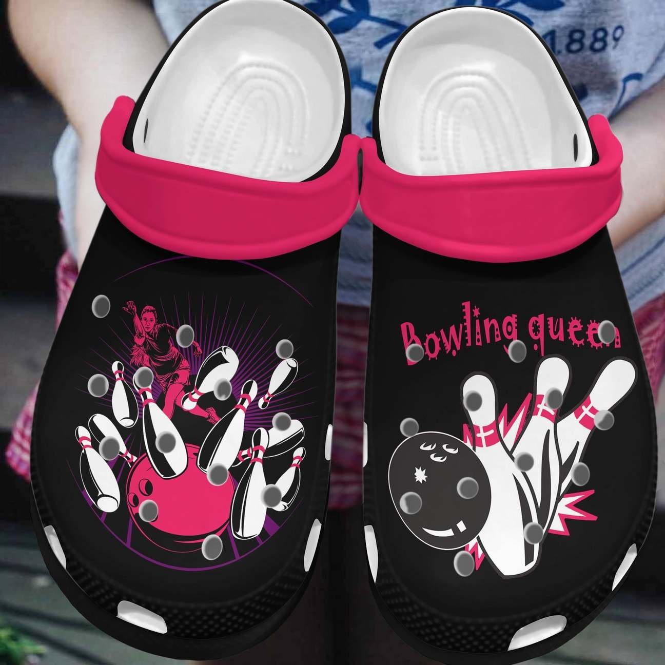 Bowling Personalized Clog, Custom Name, Text, Color, Number Fashion Style For Women, Men, Kid, Print 3D Queen