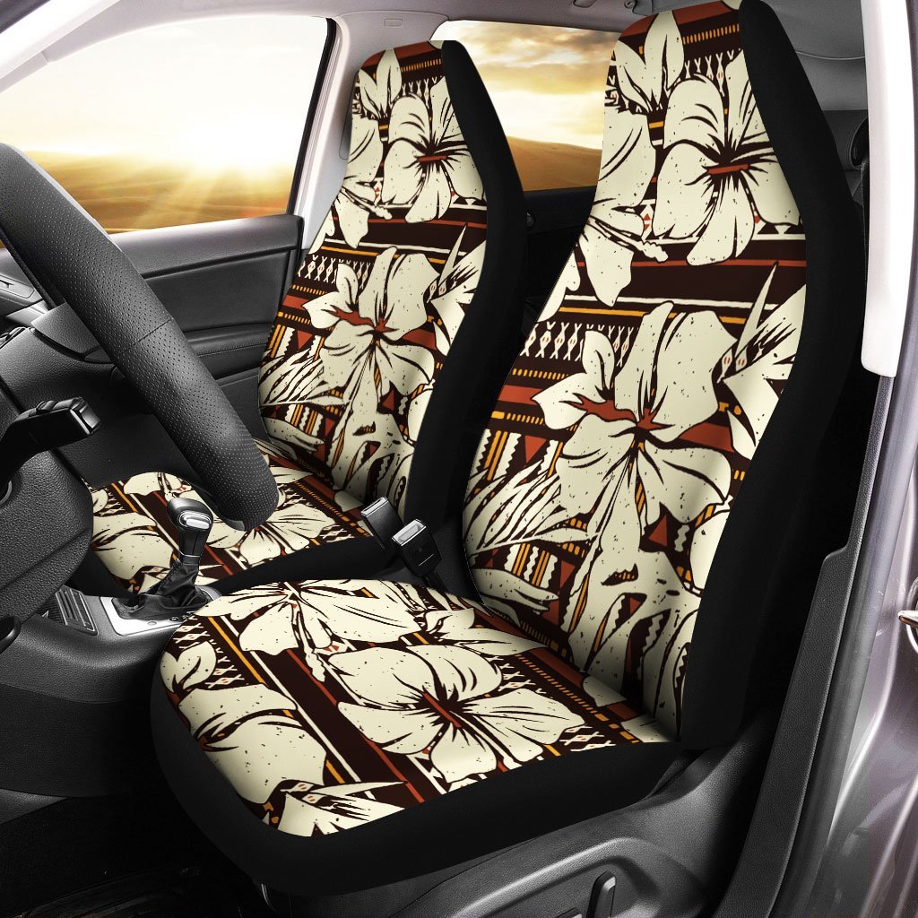 Polynesian Car Seat Cover – Hibiscus Flower Tribal Fabric Wallpaper – BN20