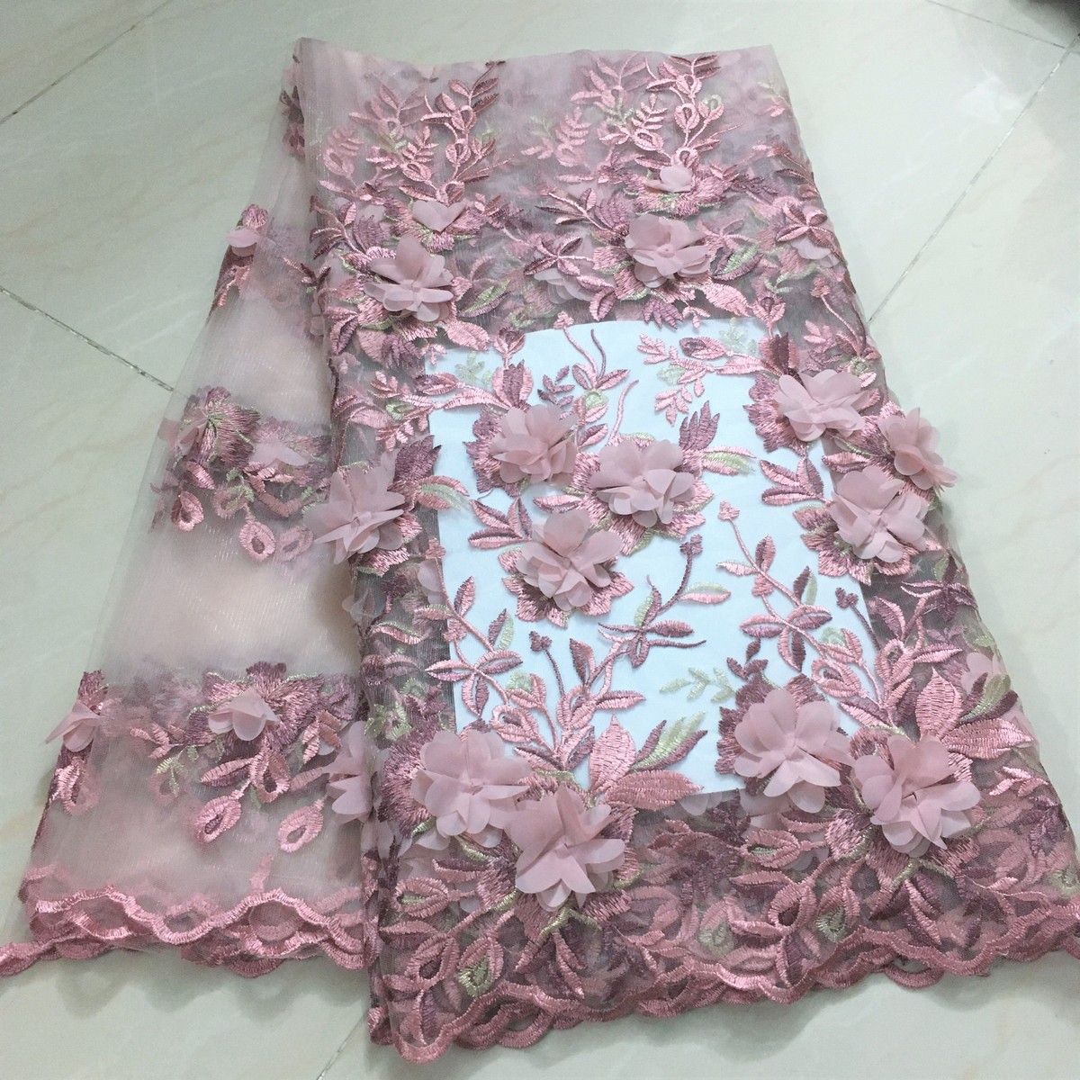 2021 Latest African Lace Fabric Pink Tulle Lace Fabric With beads High Quality African Nigerian Wedding Fabric Free Ship LHX22B alx