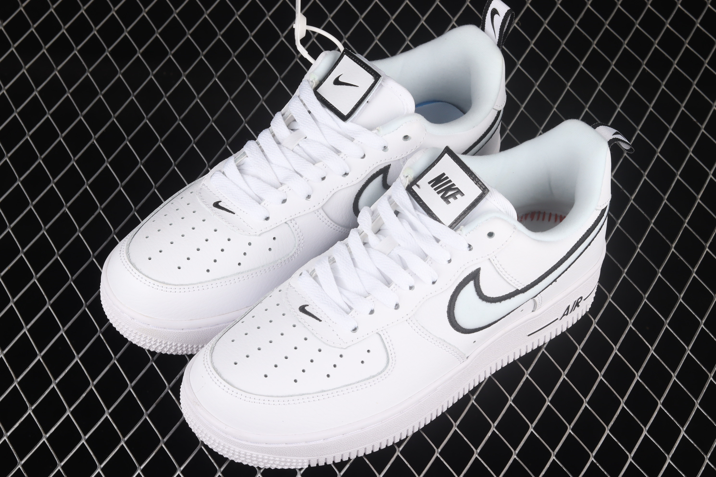 Nike Air Force 1 Low White Black Outline Swoosh Shoes Sneakers SNK117337813