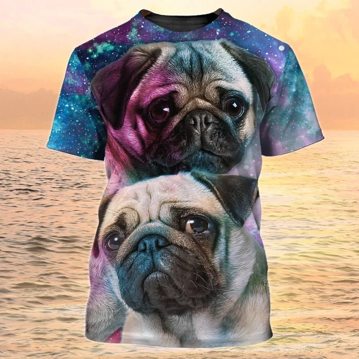 3D All Over Printed Pug T Shirt, Dog Bleach Shirts