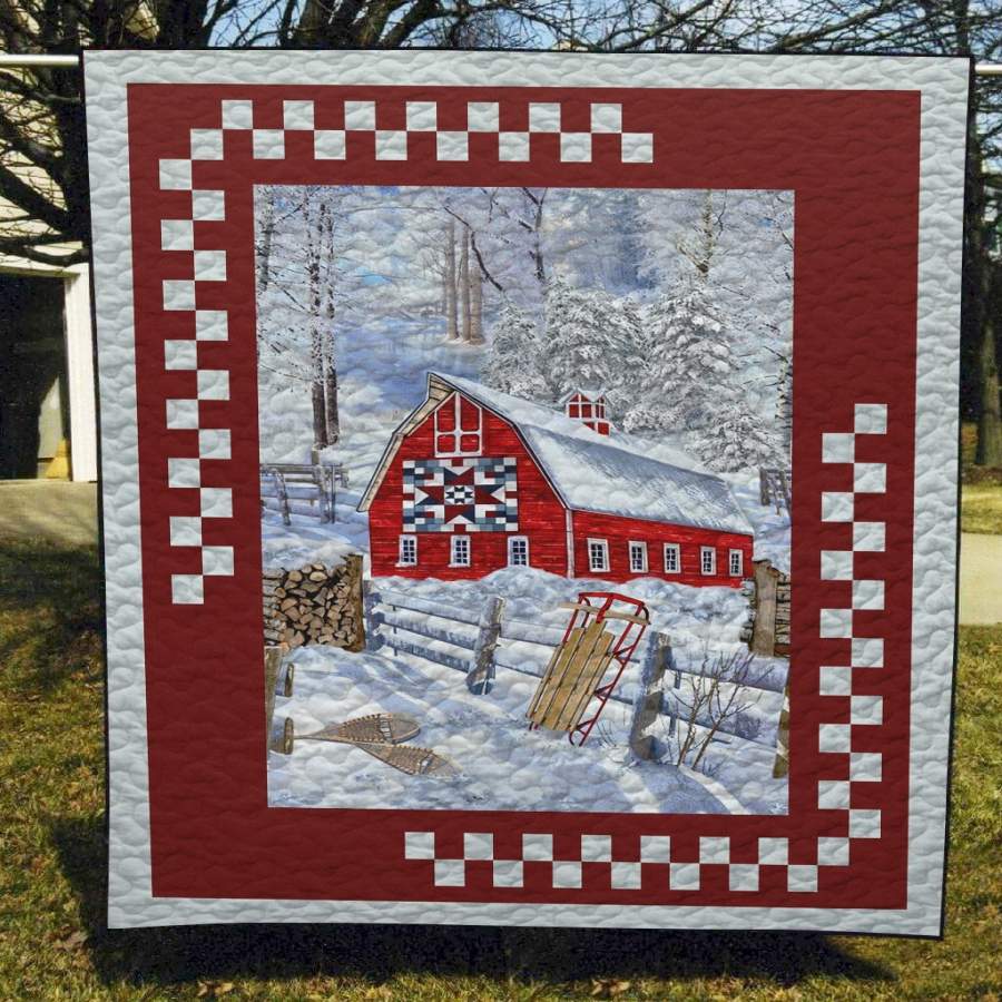 Warm House On The Snow Merry Christmas – Quilt Blanket Christmas Gift Ideas