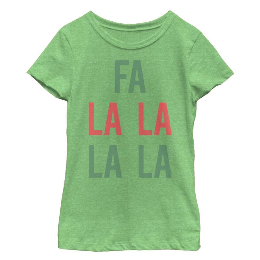 CHIN UP Girl’s Christmas Fa La La Text  T Shirt