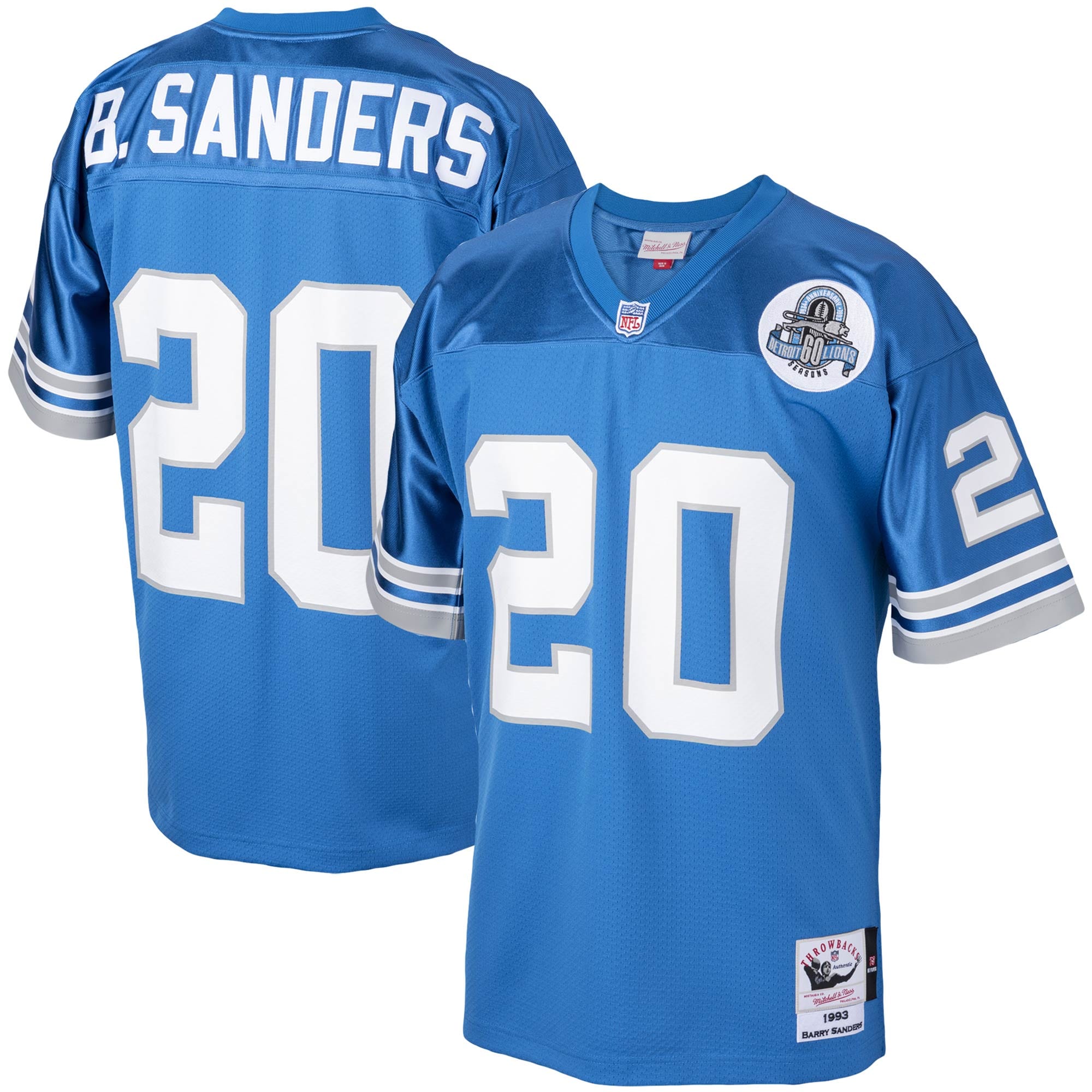 Men’s Detroit Lions Barry Sanders Mitchell & Ness Blue 2004 Authentic Throwback Retired Player Jersey 2