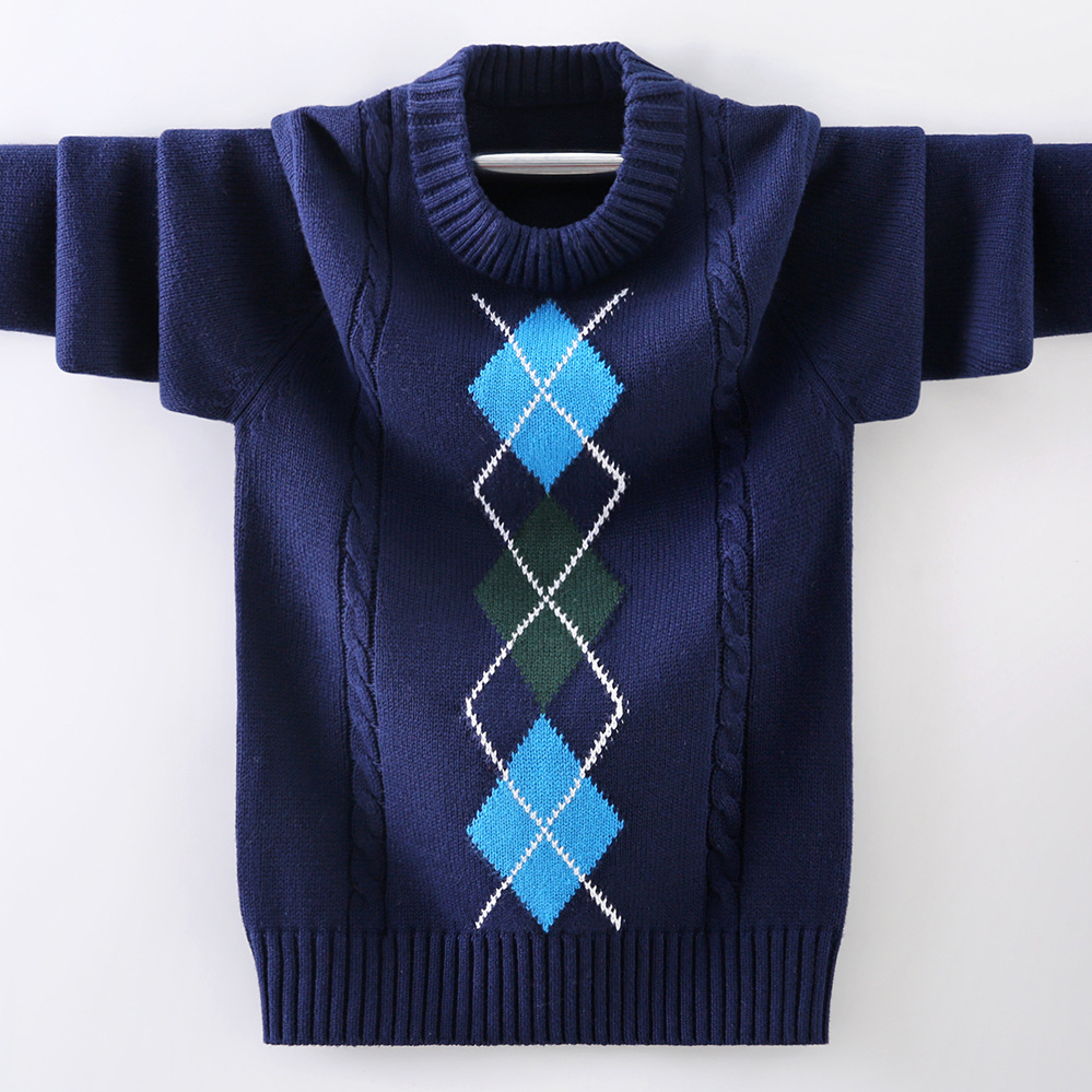 boys pullover knitting Sweater Children’s sweater Winter Children’s clothing New Cotton Clothing Keep warm O-Neck Sweater alx