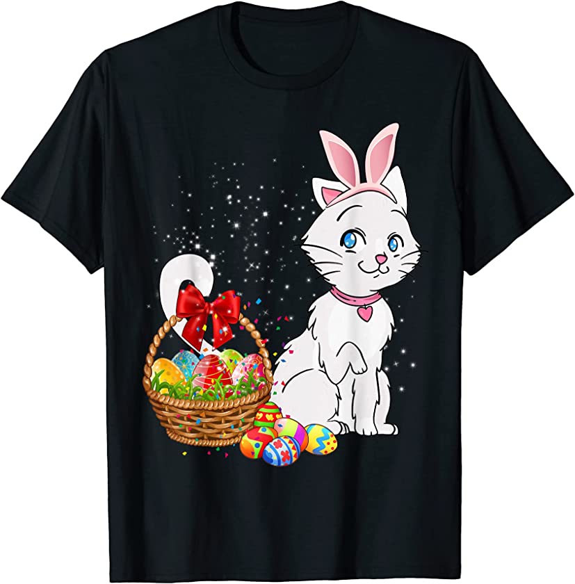 Bunny Eggs Costume Gift Mens Womens Kids Cute Cat Easter Day T-Shirt