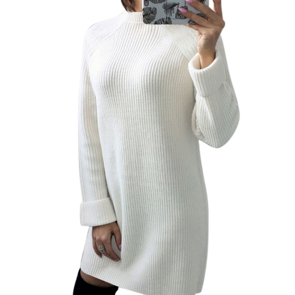 2021 New Winter Knitted Sweater Dress Women Fashion Long Loose Turtleneck Dresses Pullover Female Autumn Sexy Vintage Vestidos alx