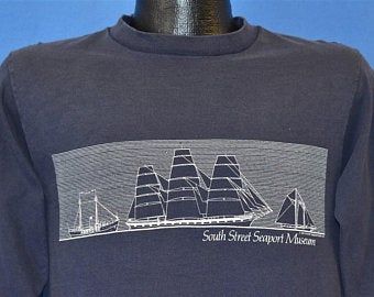 80s South Street Seaport Museum New York City Tall Ship T-shirt  Vintage Tee 2527