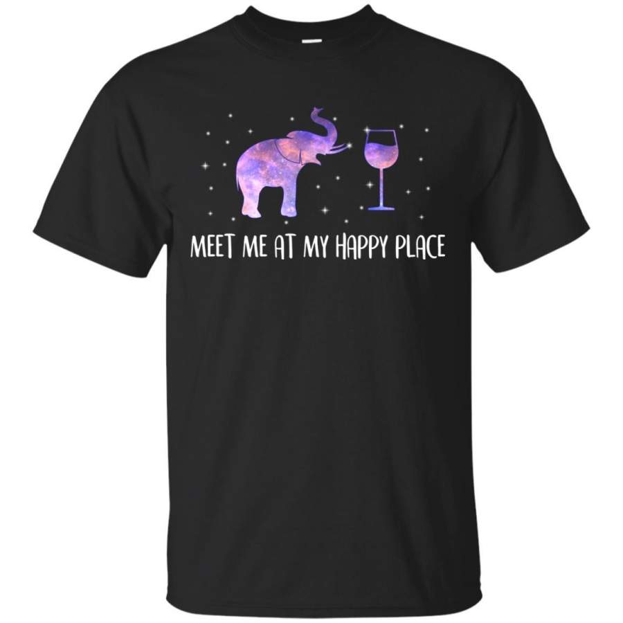 Meet Me At My Happy Place Elephant And Wine T-Shirt