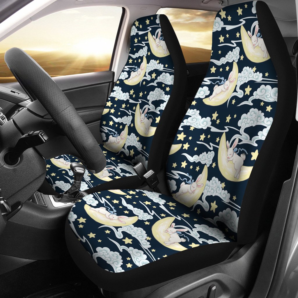 Rabbit Sleeping Pattern Print Design RB08 Universal Fit Car Seat Covers