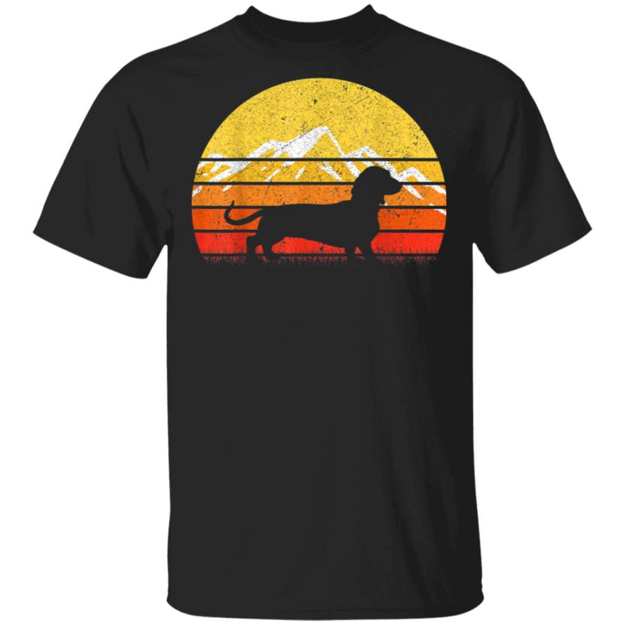 Dachshund Retro Vintage Mountain Silhouette TShirt