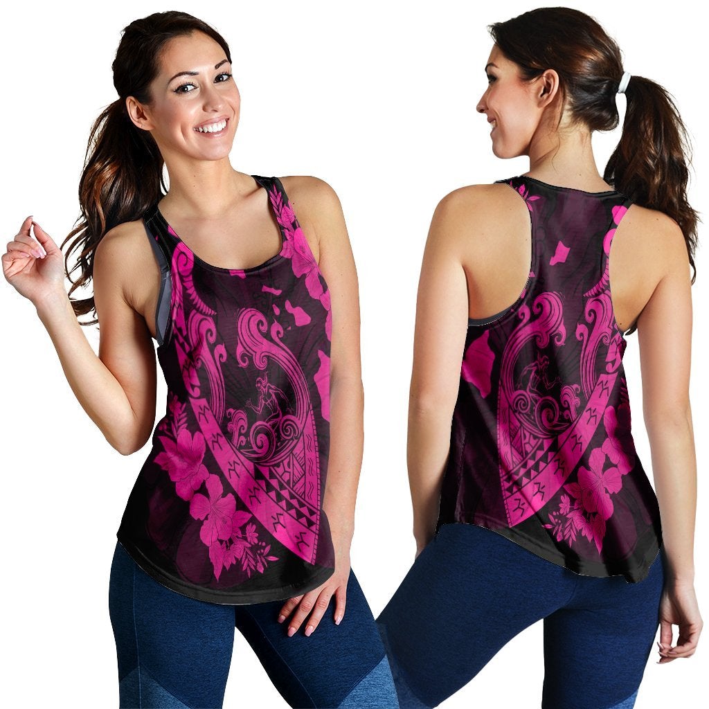 Hawaii Fish Hook Hibiscus Banzai Surfing Polynesian Racerback Tank Pink Ah Ha91807