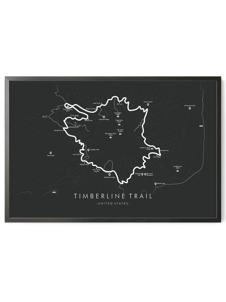 Poster Canvas Timberline Trail Map | Mount Hood Trail Poster | Oregon Hiking Poster, Hiking Poster Wall Decor, Poster Gift Decor Home Decor Wall Art Visual Art