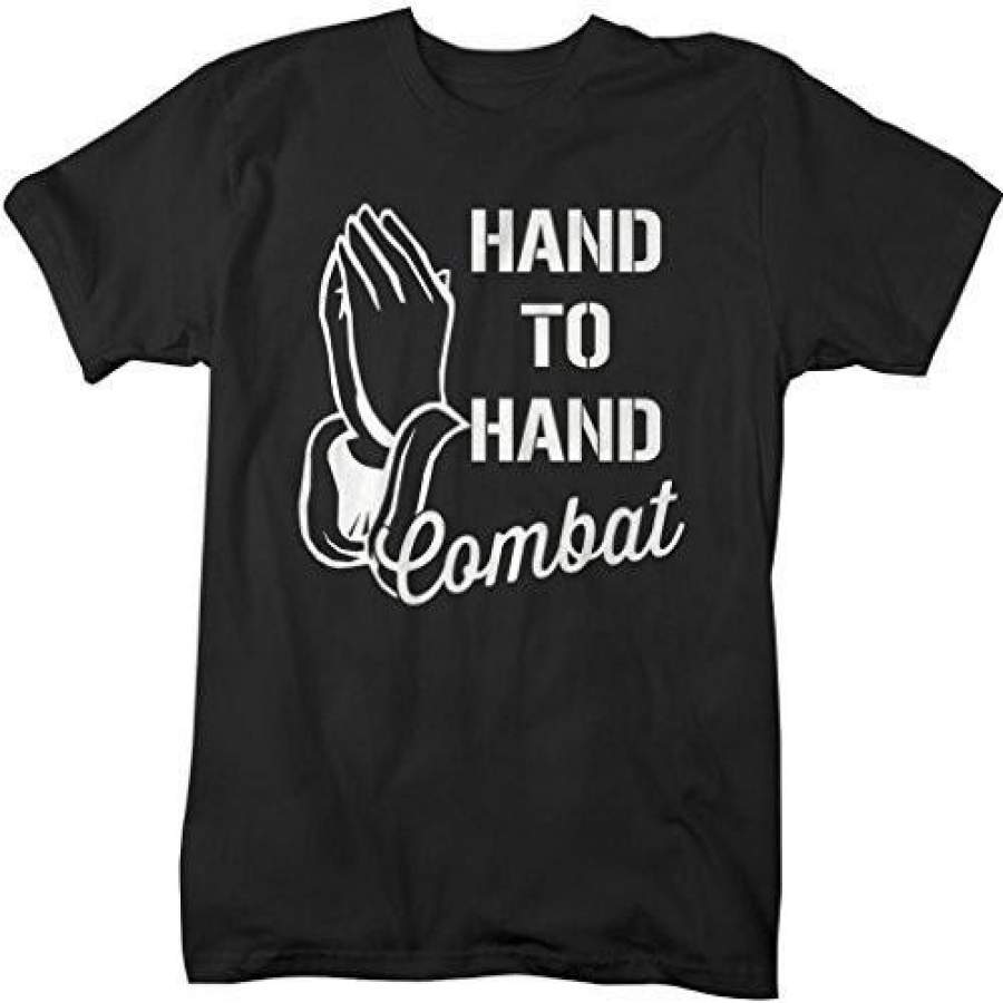 Shirts By Sarah Men’s Religious Hand To Hand Combat Shirt Prayer T-Shirt