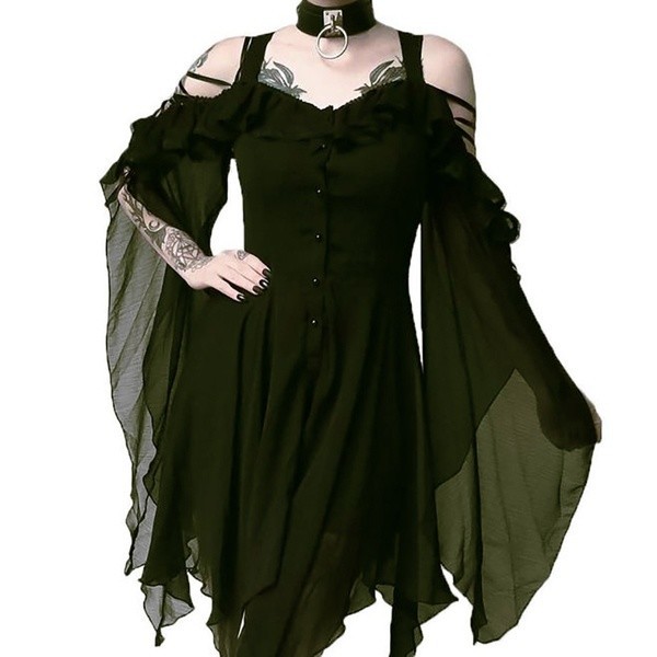 Women Medieval Retro Queen Princess Sling Evening Dress British Style Gothic Carnival Party Vampire Witch Scary Cosplay Costume alx