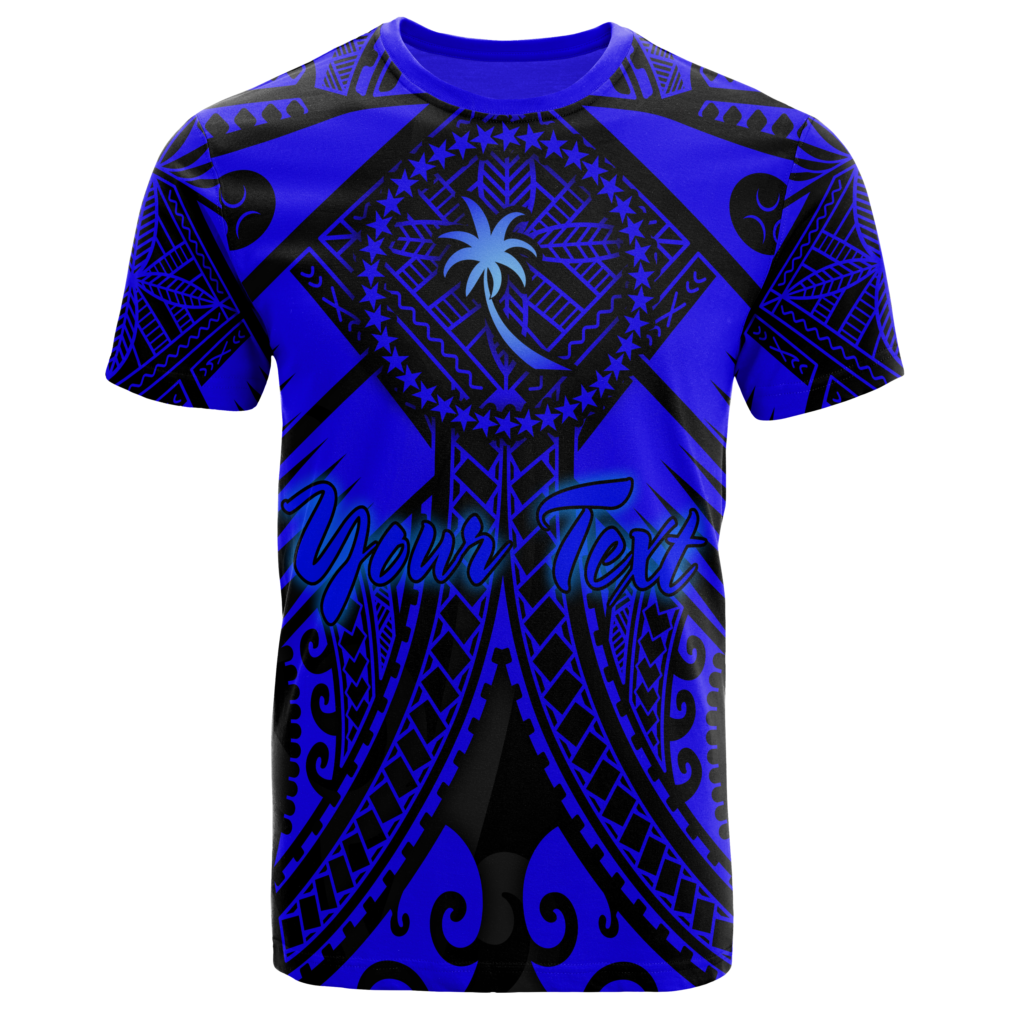 Chuuk Custom Personalised T-Shirts  – Blue Seal with Polynesian Tattoo – BN18