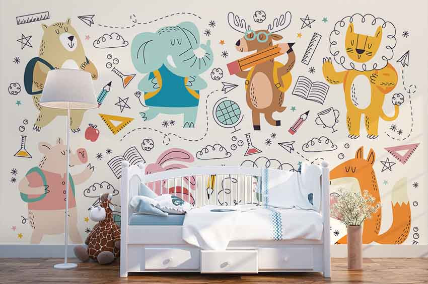 3D Cartoon Animal Pattern Wall Mural Wallpaper 79