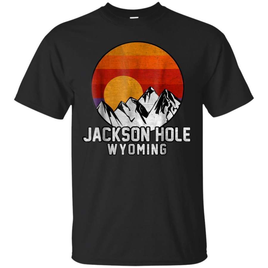 AGR Jackson Hole Wyoming Retro Mountain Sunset Tshirt Jaq T-shirt