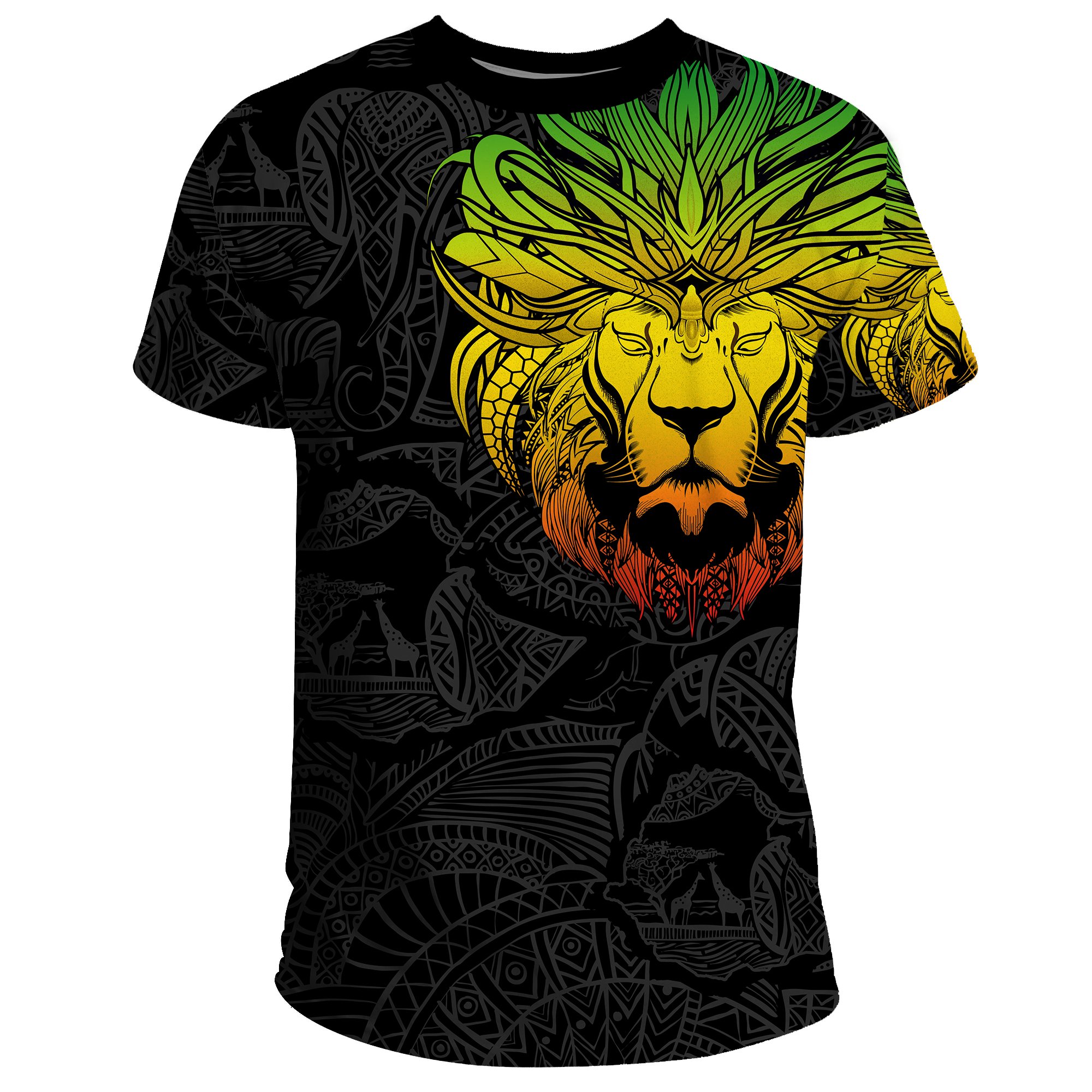 1stTheWorld Ethiopia T-shirt, Ethiopia Lion Pattern Africa A10