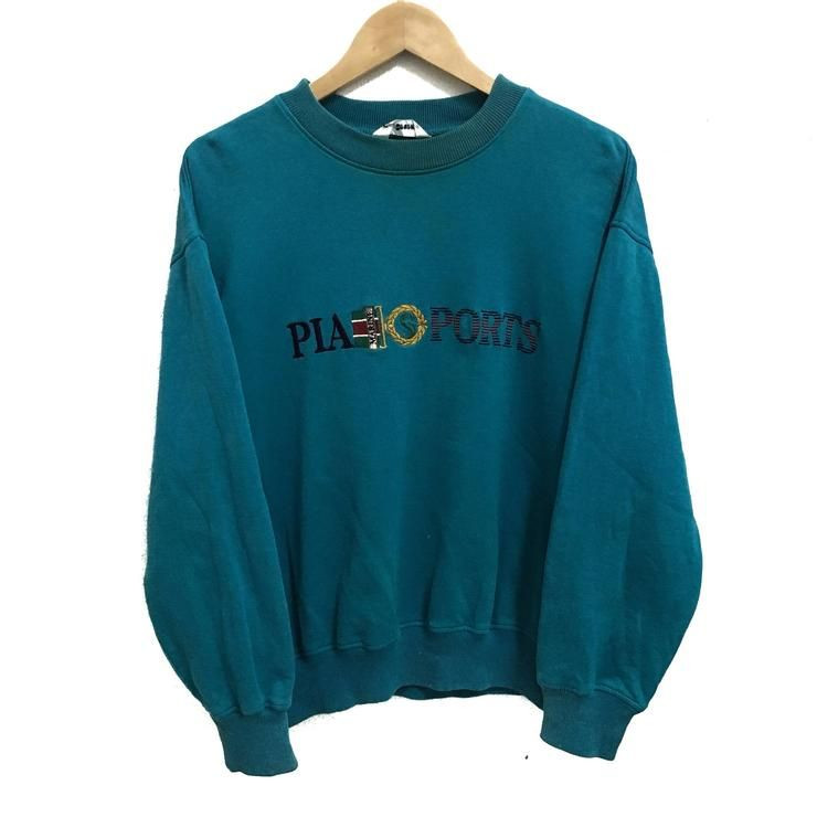 Rare Pia Sport Gros Logo Broderie Pr Ciser Sur Ras Du Cou Pulls Pull Pull Taille Moyenne Shirt