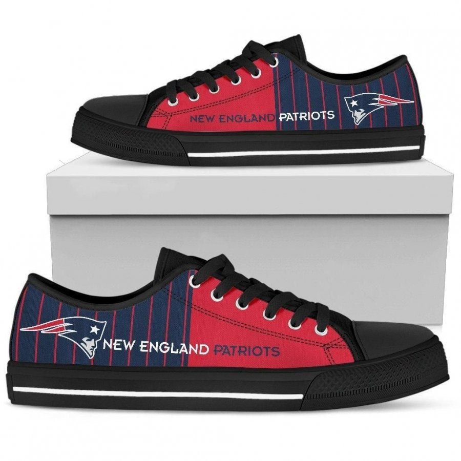 Cool Simple Design Vertical Stripes New England Patriots Low Top Shoes