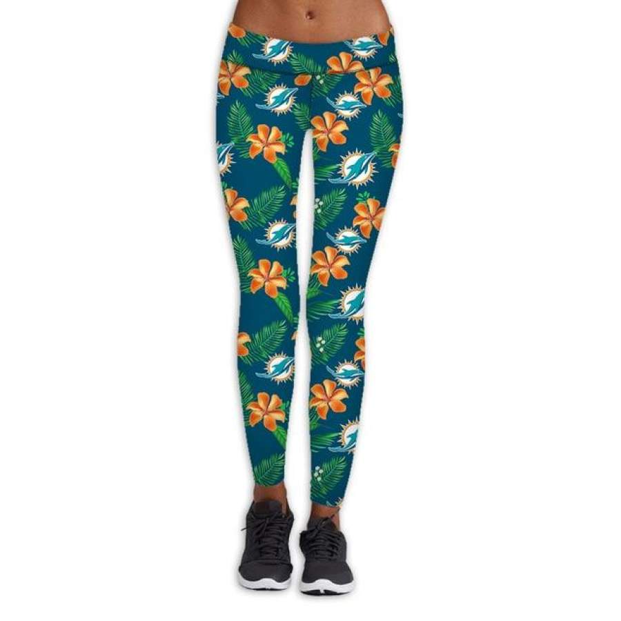 Miami Dolphins Flower Print Leggings