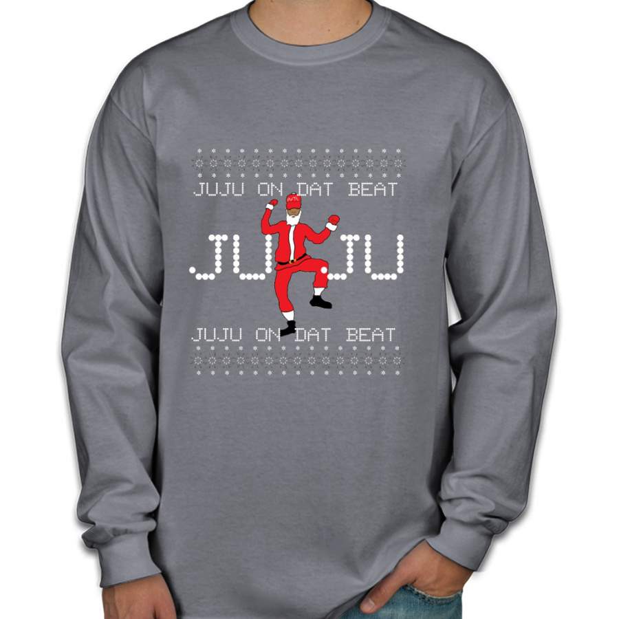 Ugly Christmas Sweater – Santa JuJu On Dat Beat Men Long Sleeve Shirt