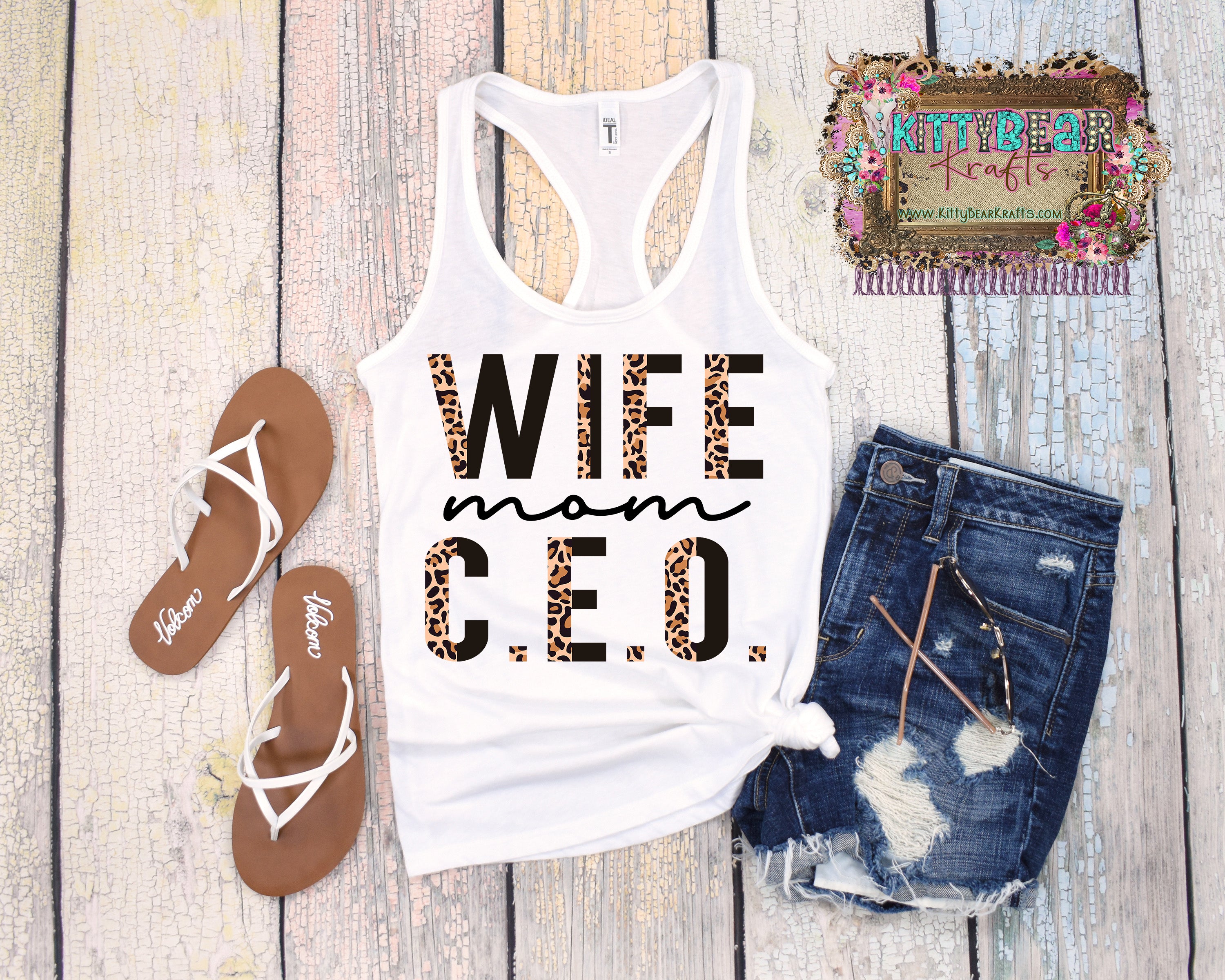 Wife Mom Ceo Leopard Racerback Tank Top