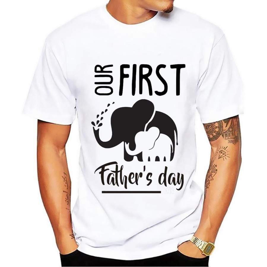 First Fathers Day Elephant Design Mens T Shirt