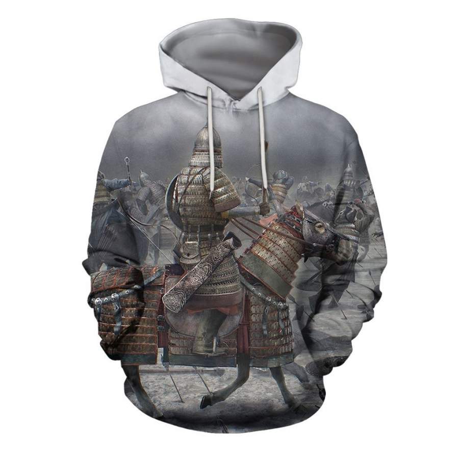 3D All Over Print Mongol Warriors War Hoodie