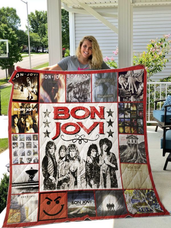 Bon Jovi Style 2 Quilt Fleece Blanket Home Decor Bedding Couch Sofa Soft And Comfy Cozy