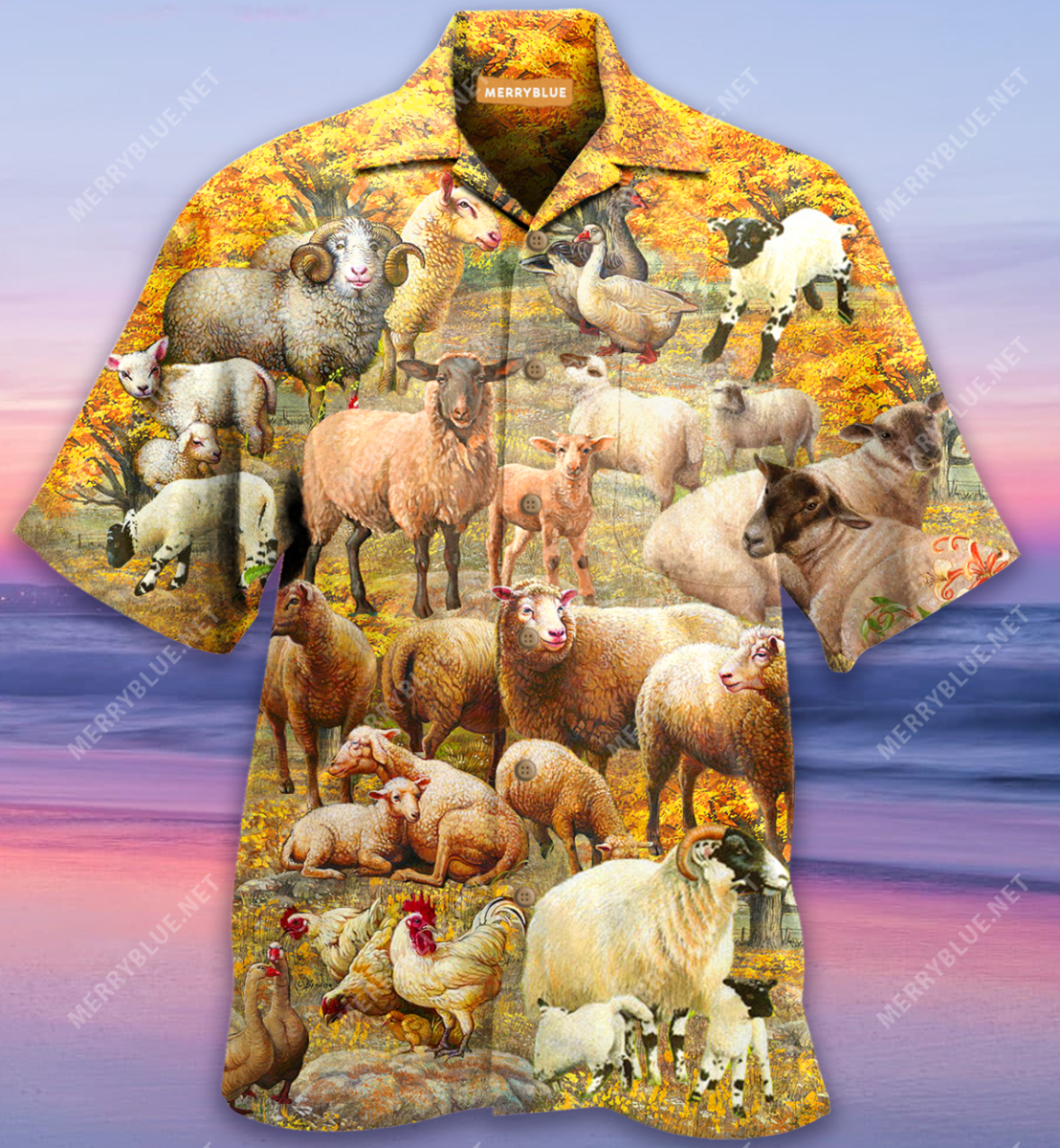 Sheep In Autumn Unisex Hawaii Shirt Ha76774