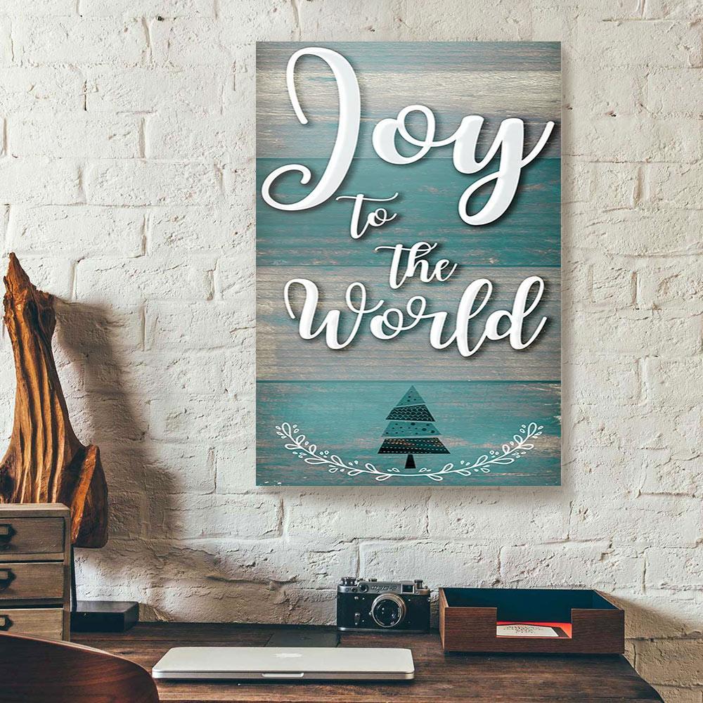 Canvas Painting Joy To The World Green Wood Frame Christmas Canvas Wall Art Home Decor