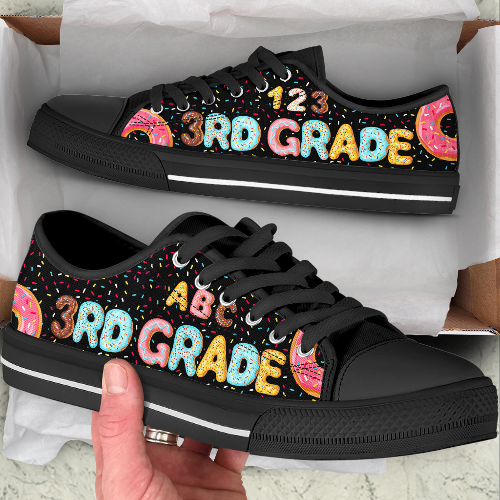 3Rd Grade Teacher Low Top Shoes Canvas Shoes School Shoes Donut Icing Low Top