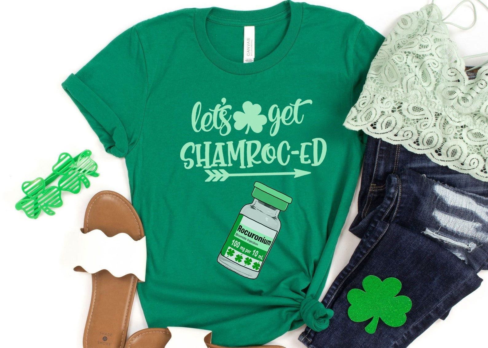 Sham-ROC Funny CRNA Nurse Anesthesiologist St Patricks Day Shirt, ICU Nurse St Patty’s Gift, Lucky Nurse Shirt St Paddys Tshirt Shamrock Tee