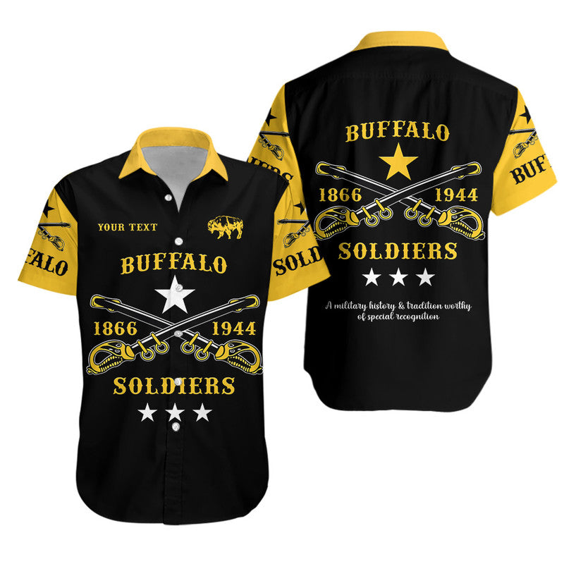 (Custom Personalised) Buffalo Soldiers Hawaiian Shirt African American Military Simple Style – Black Gold Lt8