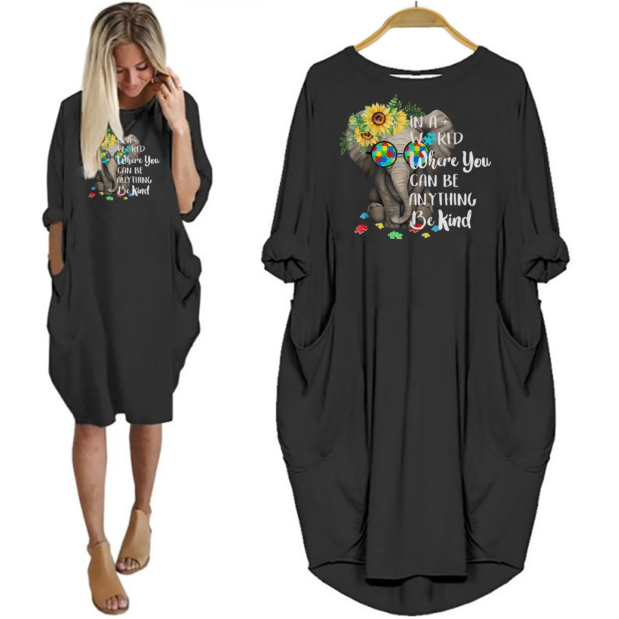 Autism Shirt In A World You Can Be Anything Be Kind Elephant Women Dress Design