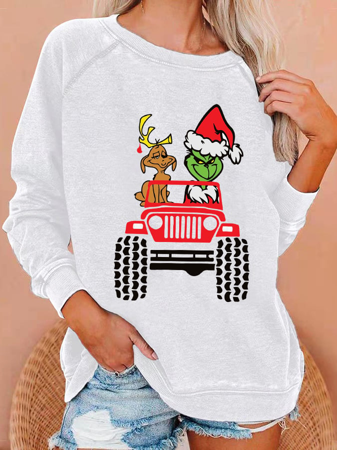 Women’S Merry Christmas Grinch Print Sweatshirt