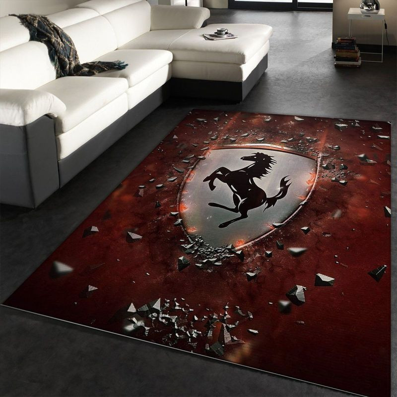 Ferrari Logo Area Rug Living Room Rug Home Decor Floor Decor