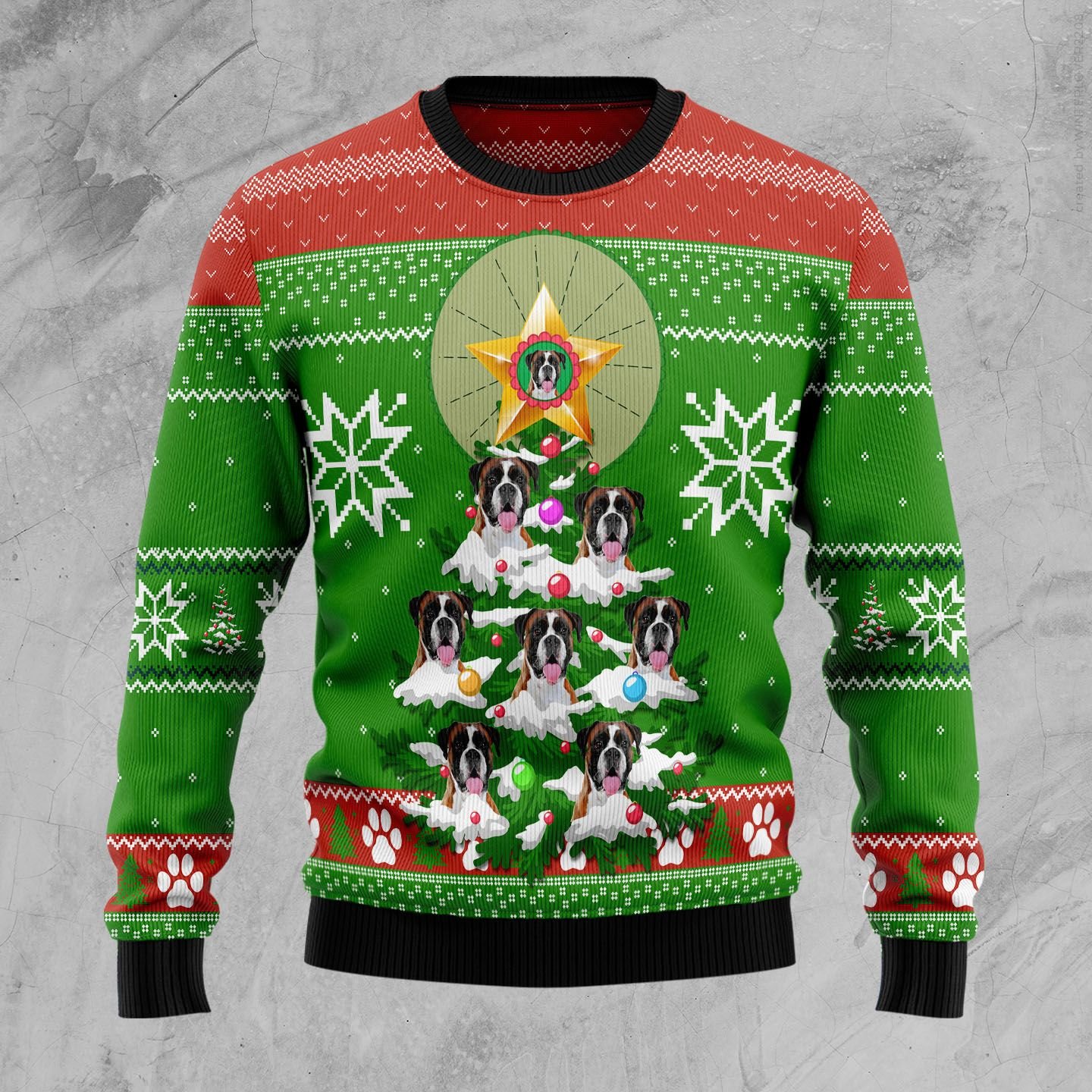 Boxer Pine Ugly Christmas Sweater | For Men & Women | Adult | Us5096