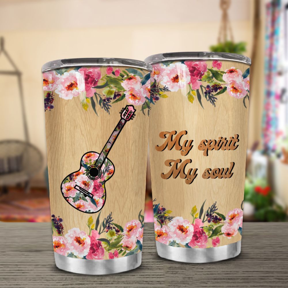 Guitar Wooden Flower Zl Tb160996 Tumbler